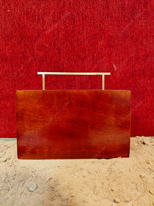 Pochette de soirée de luxe en bois avec cadre en laiton et poignée supérieure, sac rigide de créateur pour mariage et événements - Product Image 5