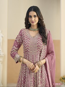 Dhwaja Export Faux Georgette Semi Stitched Anarkali Suit With Embroidery Work - Product Image 5