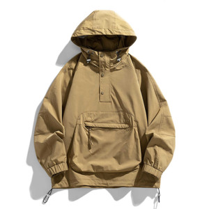 เสื้อแจ็คเก็ต Anorak ผู้ชายแบบมีซิปครึ่งตัว ผลิตจากผ้าสแปนเด็กซ์/โพลีเอสเตอร์ สวมใส่สบาย เหมาะสำหรับกิจกรรมกลางแจ้ง  แบบมีฮู้ดด้านหน้า  สำหรับฤดูหนาว  สามารถสั่งทำได้ - Product Image 5