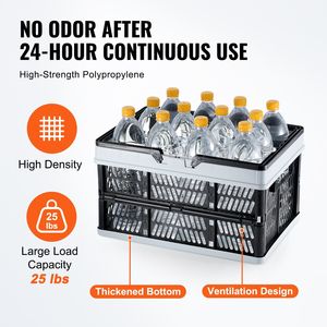 Lot de 3 paniers de courses pliables en plastique de 25 L avec poignée pour l'épicerie, les fruits et légumes, pour usage domestique - Product Image 4