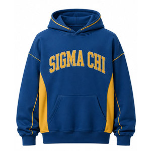 Sweat à capuche en molleton bleu or Sigma Chi 1855 pour homme, décontracté, avec poches, coupe classique, streetwear d'automne - Product Image 2
