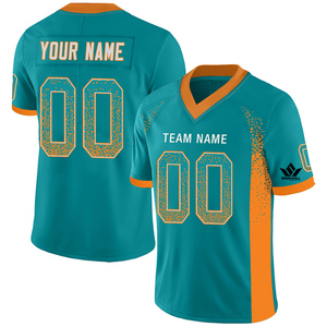 Custom Men's Blue American Football Jersey V-Neck Short Sleeve Sublimated Moisture Wicking Breathable Team <b>Sports</b> <b>Apparel</b> - Product Image 4