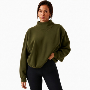Sudadera Personalizada con Cuello Alto para Mujer, Fabricante OEM ODM, Sudadera Ligera de Algodón y Felpa para Uso Diario Informal - Product Image 1