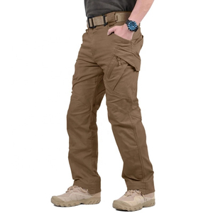 Pantalones Cargo Casuales Marrones para Hombre, de Poliéster, Algodón y Lona, Ropa de Trabajo, Múltiples Bolsillos, Transpirables, Resistentes, Corte Recto, para Verano - Product Image 1