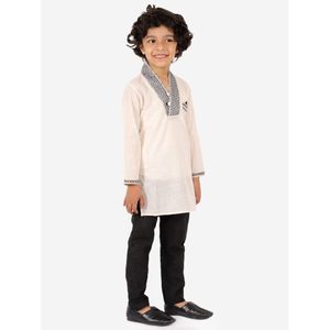 Ensemble Kurta-avec-pyjama en polyester vert uni pour garçons, manches longues, ensembles de chemises pour hommes - Product Image 3