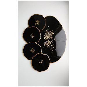 Natural <b>Agate</b> Slice <b>Coasters</b> With Gold Edge Irregular Shape Modern Stone Drink Placemats Durable Polished Surface - Product Image 5