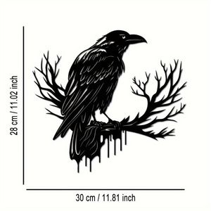 CIFbuy Arte Murale Gotica in Metallo Nero a Forma di Corvo, Silhouette di Uccello Vintage Industriale per Casa e Hotel, Servizio di Ritiro Disponibile - Product Image 1