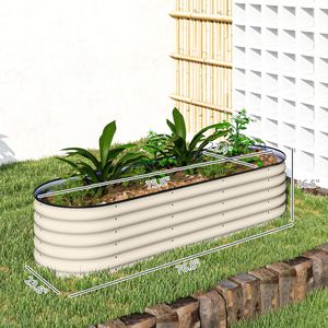 Kit Orto Rialzato Zincato 1.93m x 0.61m x 0.43m con Fioriera in Metallo e Bordo di Sicurezza Color Crema - Product Image 3