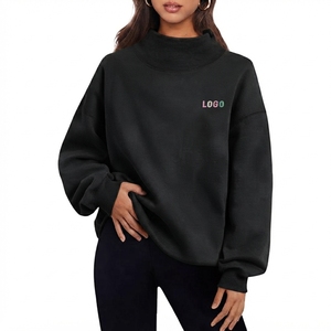 Sweat-shirts Premium Personnalisables avec Logo 350 g/m² Col Rond Femme Coupe Ample Oversize Pull Col Roulé Manches Longues avec Fente au Col - Product Image 2