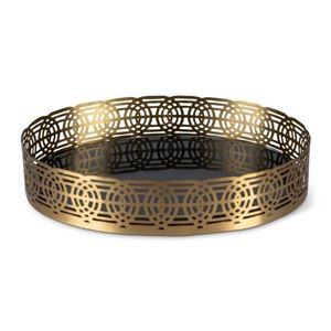 Bandejas rectangulares doradas para servir con bordes con intrincados motivos árabes, elegante decoración para Ramadán y Eid. - Product Image 4