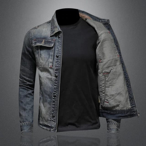 New Design <b>Men's</b> Denim Jacket <b>Long</b> Sleeves Breathable Jean Jacket Turn-Down Collar Denim <b>Coat</b> for <b>Men</b> <b>Men's</b> Jackets - Product Image 3