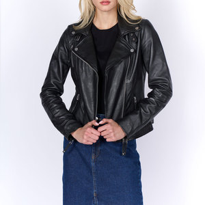 Premium Quality Women Leather Jacket Cropped Sheep Leather Bomber Oversized Drop Shoulder Style Designer Girls - Product Image 3