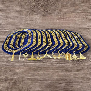 Collier de collation maçonnique Blue Lodge avec bijoux dorés d'officier, ensemble de 12, support en velours violet avec collier personnalisé - Product Image 2