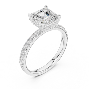 Anillo solitario de diamante brillante Asscher cultivado en laboratorio, anillo de compromiso de lujo certificado por GRA, disponible en oro blanco de 14k - Product Image 4