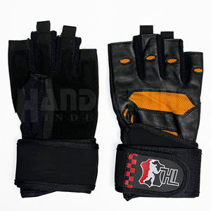 Gants d'entraînement personnalisés en PU respirant et léger, demi-doigts, avec poignées, fermeture à boucle et support de poignet, unisexe pour le fitness - Product Image 1