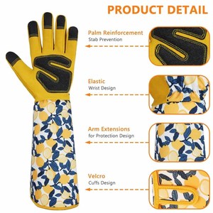 Gants de jardinage anti-épines pour femmes, robustes, pour la taille des roses, en cuir renforcé, compatibles avec les écrans tactiles, longueur jusqu'au coude - Product Image 4