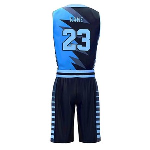 ชุดเสื้อบาสเก็ตบอลสีฟ้าอ่อนพิมพ์ลายตามสั่ง พร้อมกางเกงเอวยางยืดระบายอากาศสำหรับฤดูร้อน พิมพ์ลายแบบซับลิเมชั่น ลายทาง  สำหรับทุกเพศ - Product Image 5