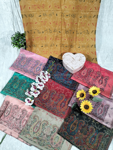 Super Quality Indian Pashmina <b>Shawl</b> Stunning Design with Luxurious Wool Border Traditional Scarf for Muslims - Product Image 2