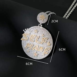 Iced Out Custom <b>Name</b> Letter Pendant 925 Silver Moissanite Hip Hop Charms Men's Jewelry Micro Pave Two Tone Circle Pendant - Product Image 6
