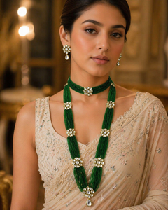 Indian Stylish Layered Pearl Rani Haar Long Kundan Necklace Zircon Alloy Jewellery Set Wedding Engagement Party Gift Hiphop Gold - Product Image 4