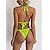 Conjunto de Bikini Halter Verde Neón para Mujer, Traje de Baño de Dos Piezas de Color Sólido, Tanga, Tela Elástica, Ropa de Playa - Product Image 5