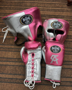 Canelo No Boxing No Life MMA Gloves Sanda Leather Boxing Gloves <b>Head</b>/Groin Guards White Gold Unisex <b>Training</b> Set Hand Grips - Product Image 6