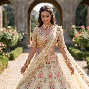 Women's Designer Faux Georgette Lehenga Choli Set with <b>Flare</b> Embroidery <b>Sequins</b> Cut Work Cancan Canvas Patta - Product Image 4