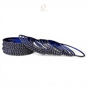 Colección de Brazaletes Azul Rey de Alto Brillo para Mujer, Chapados en Oro con Cristales, Acero Inoxidable, para Bodas y Aniversarios, Venta al Por Mayor - Product Image 3