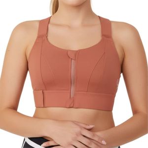 Soutien-gorge de sport Mawra rose rouillé à fermeture éclair avant, maintien élevé, sans coutures, col carré, pour l'entraînement et le yoga, vêtements de sport pour femmes, soutien-gorge unisexe - Product Image 1