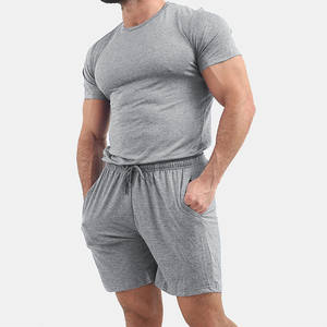 Conjunto de camiseta y pantalones cortos deportivos de verano con logotipo personalizado para hombre, conjunto de pantalones cortos de algodón para correr, conjuntos cortos personalizados para hombre - Product Image 4