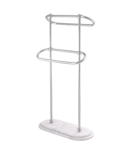 Porte-serviettes métallique de salle de bain haut de gamme à trois niveaux avec barres de suspension, support de sol stable pour serviettes et linge de bain - Product Image 1