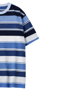 Camiseta Personalizada Azul y Blanca para Hombre, 100% Algodón, Cuello Redondo, Manga Corta, Corte Regular, Informal, Ecológica, Ropa Urbana de Verano, OEM - Product Image 4