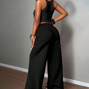 Ensemble deux pièces streetwear unisexe personnalisé pour l'hiver : haut à col montant de longueur standard et pantalon de jogging à jambe large avec motif graphique imprimé flamme - Product Image 5