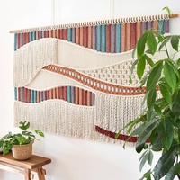 Élégante tapisserie bohème en coton tenture murale en macramé tissé tricoté à la main pour chambre à coucher confortable et salon décoration murale