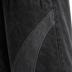 Pantalon de survêtement streetwear en denim de haute qualité, coupe ample, avec empiècements, double taille, dernier design - Product Image 6