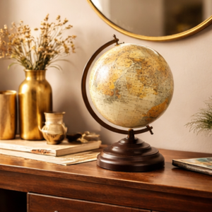 Globo Terráqueo de Escritorio Premium con Base de Madera, Hierro y Plástico |   Globo terráqueo educativo con mapa detallado para escritorio de oficina, decoración de mesa de estudio - Product Image 5