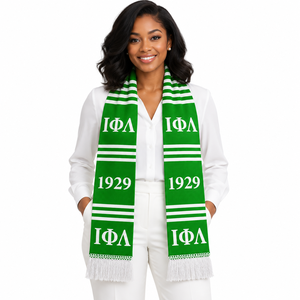 Écharpe de graduation en acrylique tricotée personnalisée pour la sororité grecque Iota Phi Lambda, étole, sash, accessoires grecs - Product Image 1