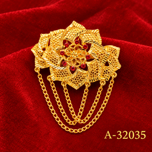MOLL JEWELLERS – broche en forme de fleur de rubis plaquée argent, alliage d'argent tibétain, bijoux à la mode pour femmes, accessoire de fête de mariage, A-32024 - Product Image 3