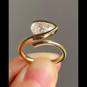 <b>Iced</b> Jewelz Best Quality 3 Carat Pear Cut Moissanite Diamond <b>Ring</b> 10k Rose Gold IGI Certified Cluster Setting for Her Wholesale - Product Image 2