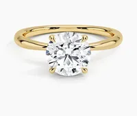 2.00 Ct F VS1 Oval Solitaire Mükemmel Kesim Laboratuvarda Yetiştirilmiş Elmas Kadın Vintage Nişan Hediye Yüzüğü 14k Sarı Altın Tishya Diamond