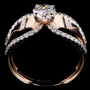 Anillo de Compromiso de Oro, Anillo de Boda Redondo, Joyería Geométrica con Microincrustaciones, Muestra Personalizada - Product Image 4