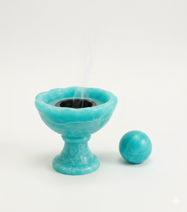Quemador de Incienso de Resina Ecológico Hecho a Mano con Diseño de Cuenco Esculpido y Base de Metal Negro, Soporte Aromático para Bakhoor para el Hogar - Product Image 6