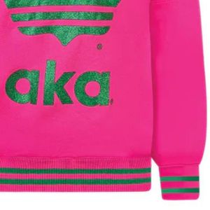 Sudadera AKA Lurex Rib Off Shoulder para Mujer, Rosa y Verde, con Logotipo Gráfico, Estilo Casual, Sudadera con Capucha, Top de Moda Griega para Mujer - Product Image 6