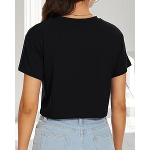 Camiseta Corta Informal para Mujer, de Algodón, Holgada, con Hombros Caídos, Lisa, con Logotipo Personalizado, Estilo Urbano - Product Image 6