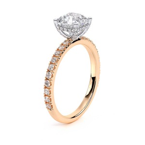 Anillo de Compromiso con Diamante de Corte Asscher de 1.00CT, Banda Pavé de Oro Rosa de 14K, Joyería Fina Personalizada, Fabricante Mayorista - Product Image 4