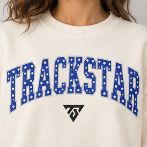 Women's Ivory Polka Letter Varsity <b>Crewneck</b> Sweatshirt Long Sleeve Custom Logo - Product Image 5