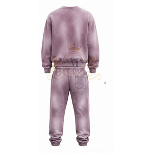 Ensemble de sweat-shirt à col rond pour homme, couleur unie violette, 100% coton, 350 g/m², vêtements décontractés, tricot en molleton français, style automne, jogging - Product Image 3