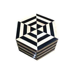 Premium Handmade Modern Hexagonal Bone Inlay Box Jewelry Storage & Living Room Decorative Home Organizer - Product Image 5