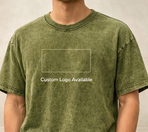 Wholesale Front Custom Knitted Green <b>Acid</b> Washed 100% Cotton Heavyweight 280g <b>Drop</b> Shoulder Distressed Streetwear Oversized - Product Image 4