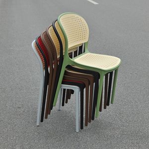 Modern Rattan Look Plastic Waterproof Comfortable <b>Stackable</b> Outdoor <b>Dining</b> Garden <b>Chair</b> Patio Event Seating - Product Image 3
